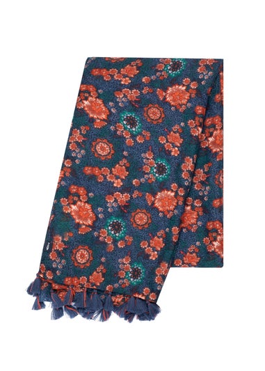 Weird Fish Dark Blue Marelia Printed Scarf