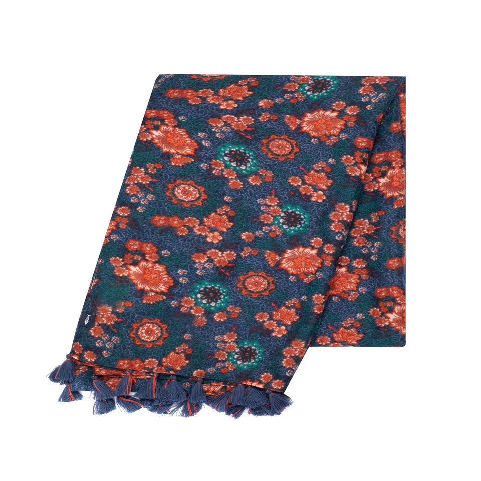 Weird Fish Dark Blue Marelia Printed Scarf