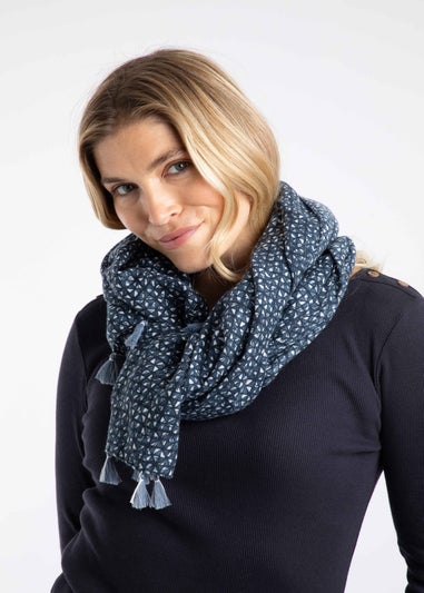 Weird Fish Navy Marelia Printed Scarf