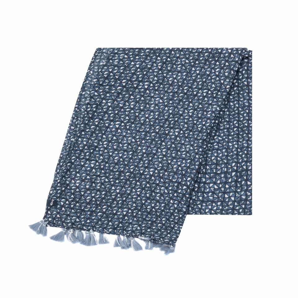 Weird Fish Navy Marelia Printed Scarf