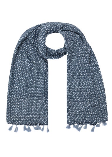 Weird Fish Navy Marelia Printed Scarf