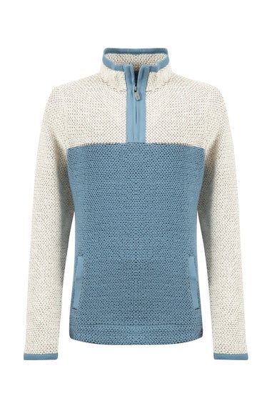 Weird Fish Denim Blue Isla 1/4 Zip Colour Block Macaroni