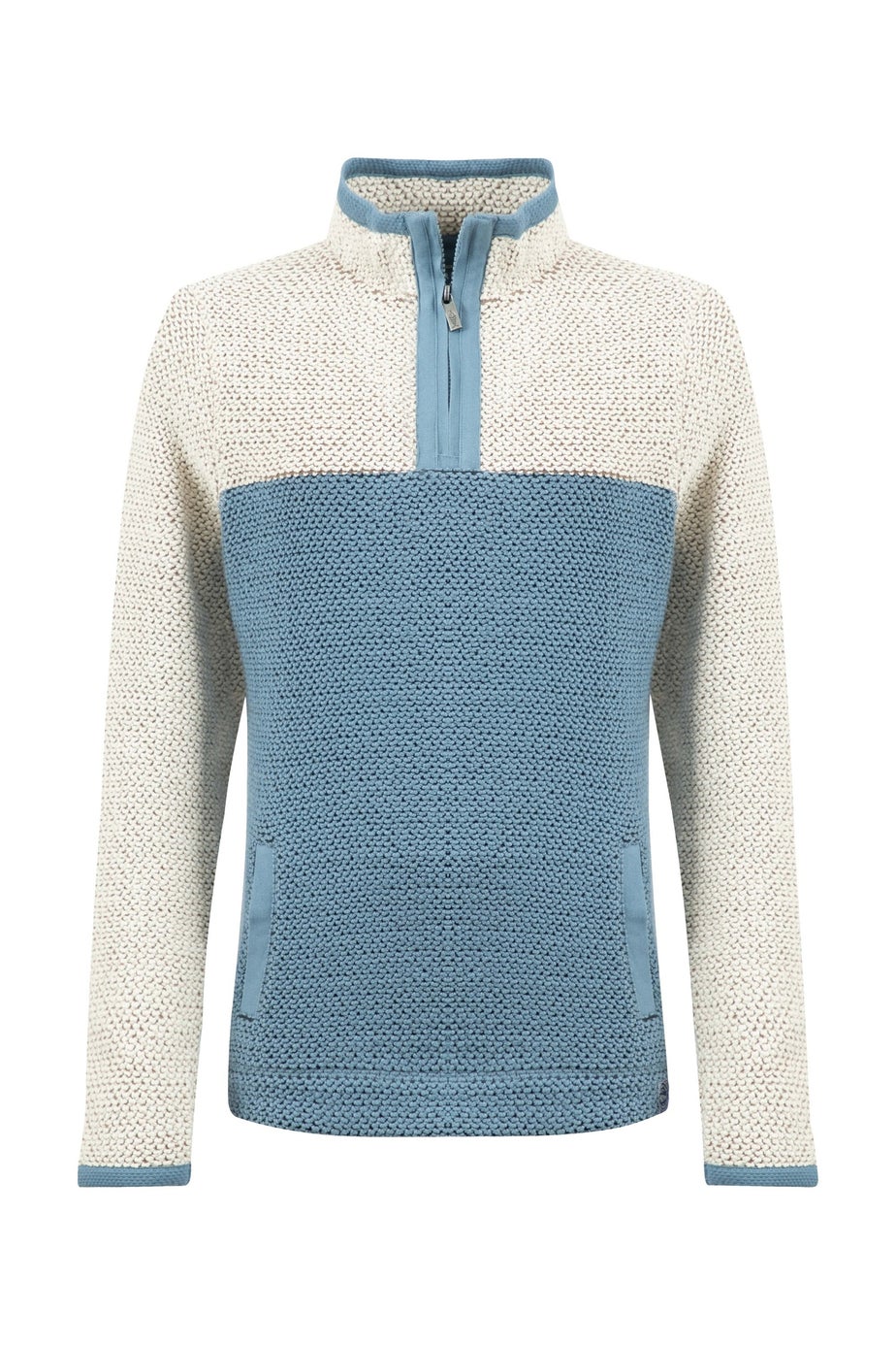 Weird Fish Denim Blue Isla 1/4 Zip Colour Block Macaroni