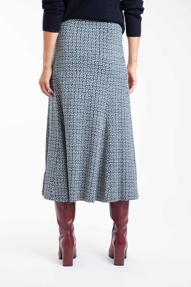 Weird Fish Navy Ares Printed Jersey A-Line Maxi Skirt