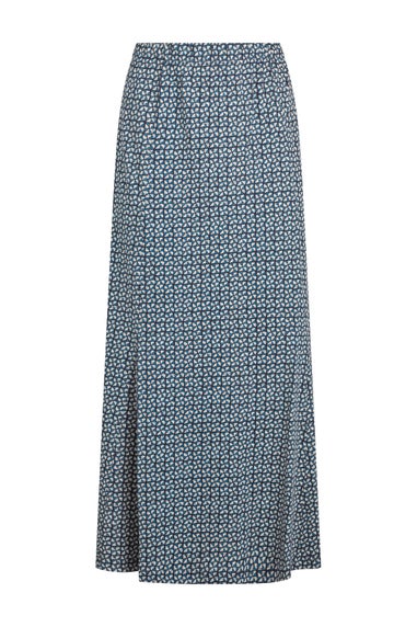 Weird Fish Navy Ares Printed Jersey A-Line Maxi Skirt