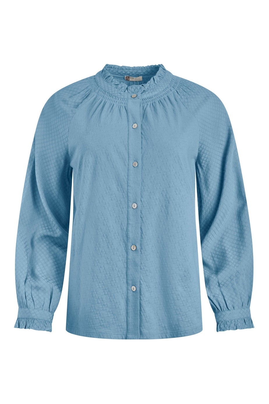 Weird Fish Lake Blue Donna Frilly Edge Dobby Shirt