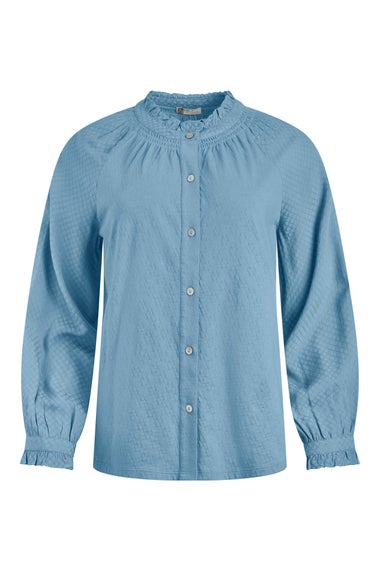 Weird Fish Lake Blue Donna Frilly Edge Dobby Shirt