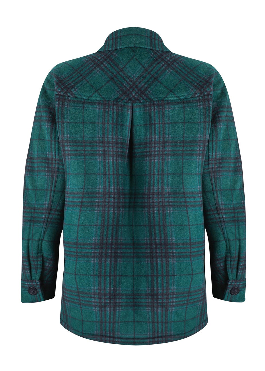 Weird Fish Cedar Green Autumn Check Fleece Shacket