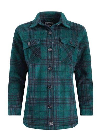 Weird Fish Cedar Green Autumn Check Fleece Shacket