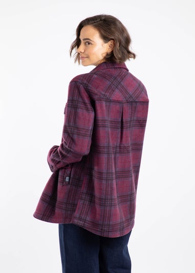 Weird Fish Aubergine Autumn Check Fleece Shacket