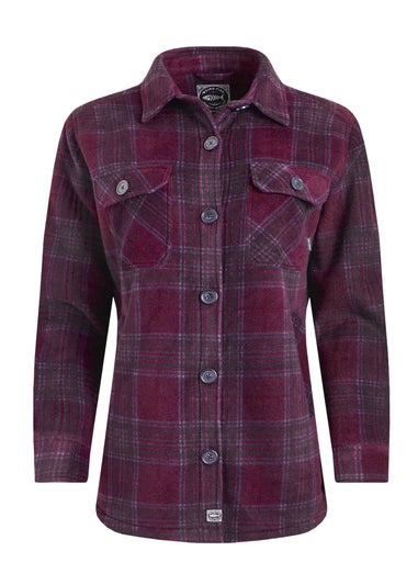 Weird Fish Aubergine Autumn Check Fleece Shacket