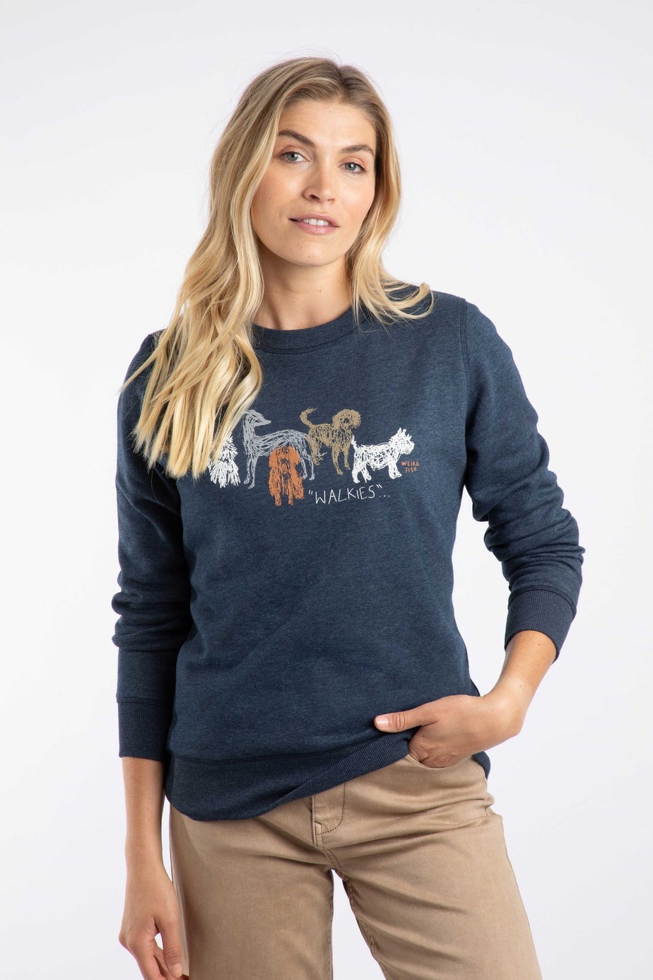 Weird Fish Navy Chidham Graphic Crew Neck Sweatshirt