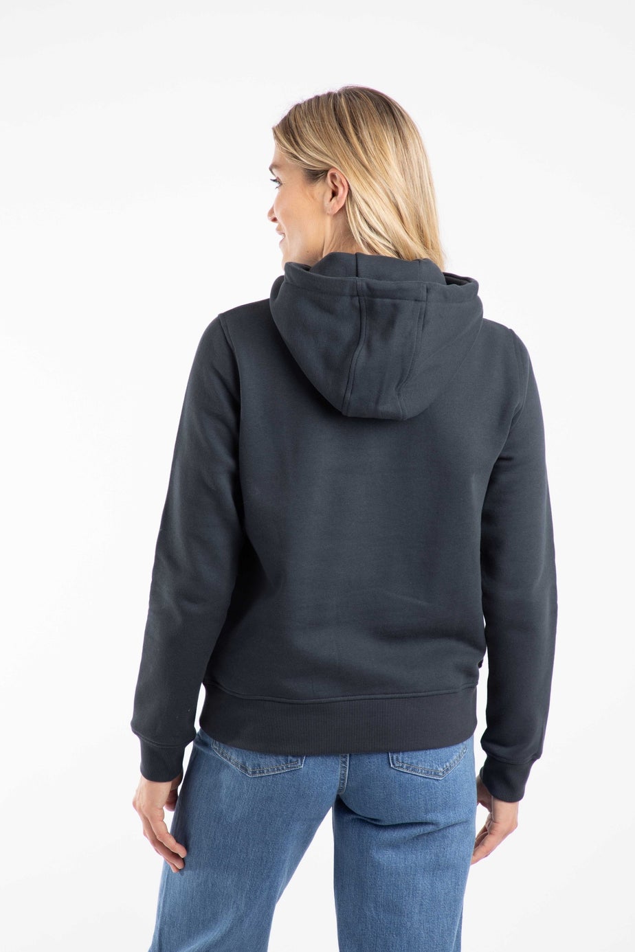 Weird Fish Navy Topaz Front Print Popover Hoodie