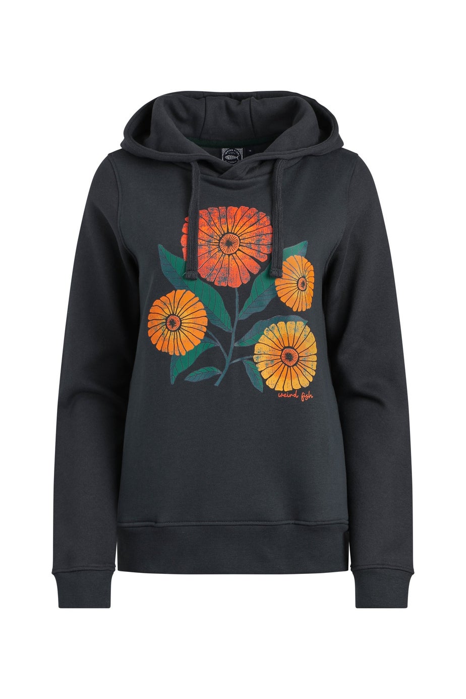 Weird Fish Navy Topaz Front Print Popover Hoodie