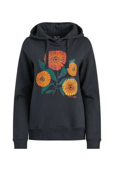 Weird Fish Navy Topaz Front Print Popover Hoodie