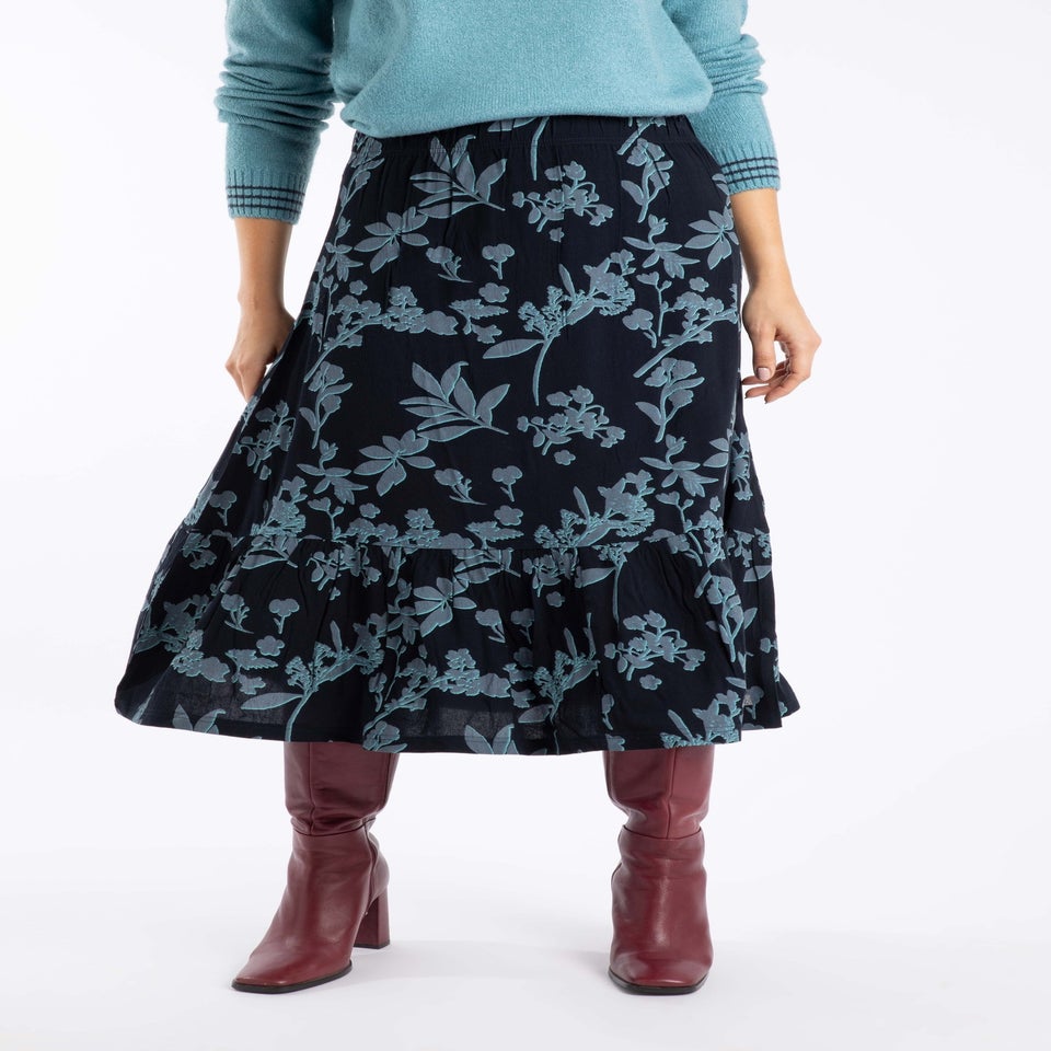 Weird Fish Spring Lake Minnerve Tiered Printed Midi Skirt