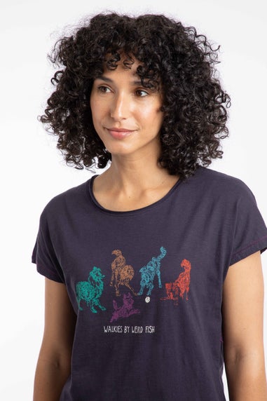 Weird Fish Dark Navy Go Fetch Front Print Graphic T-Shirt