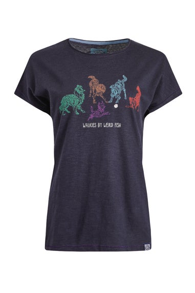 Weird Fish Dark Navy Go Fetch Front Print Graphic T-Shirt