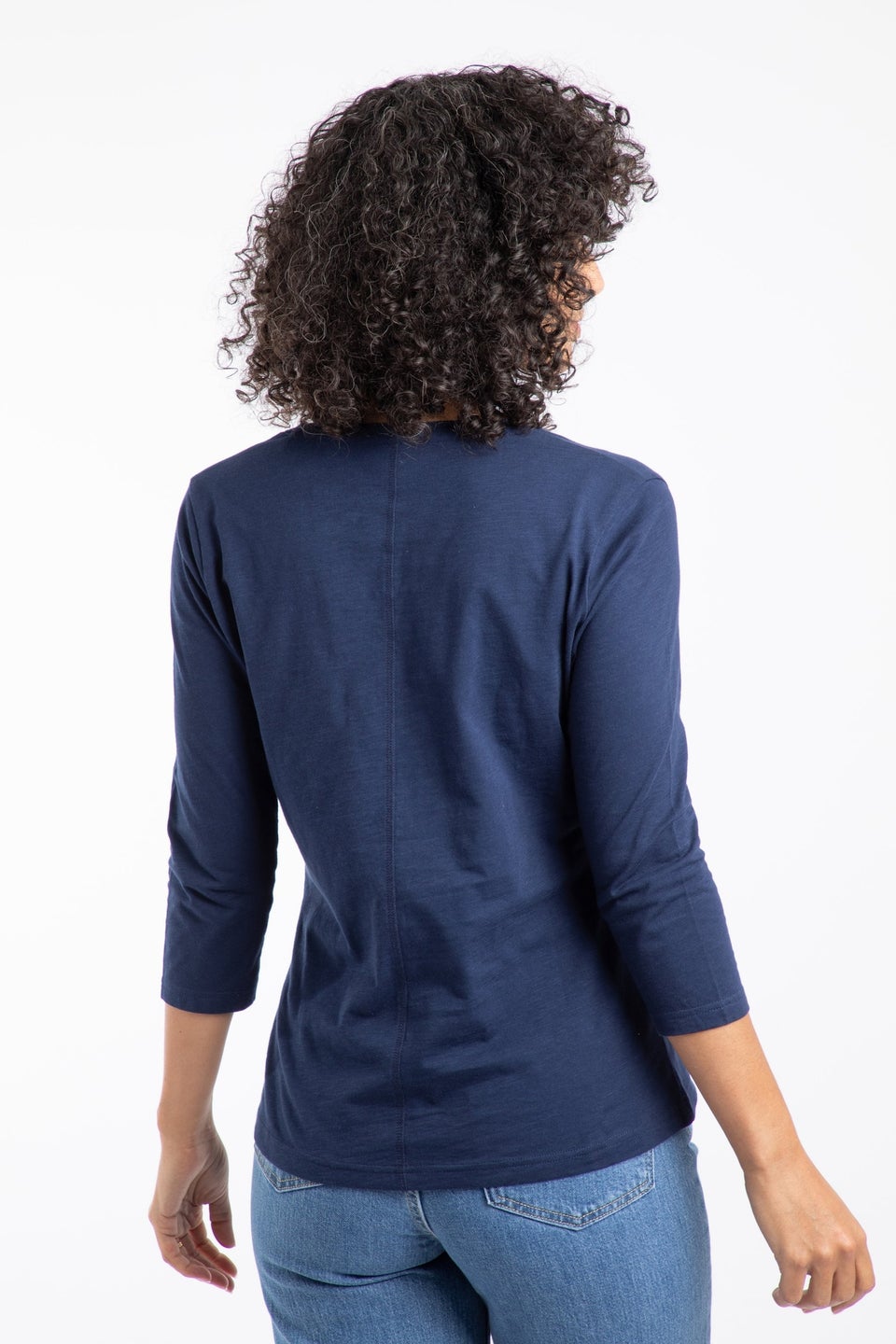 Weird Fish Navy Flower Power Front Print 3/4 Sleeve Graphic T-Shirt