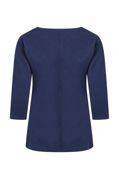 Weird Fish Navy Flower Power Front Print 3/4 Sleeve Graphic T-Shirt