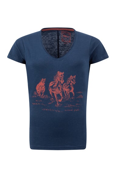 Weird Fish Navy Wild Ponies Front Print Graphic T-Shirt