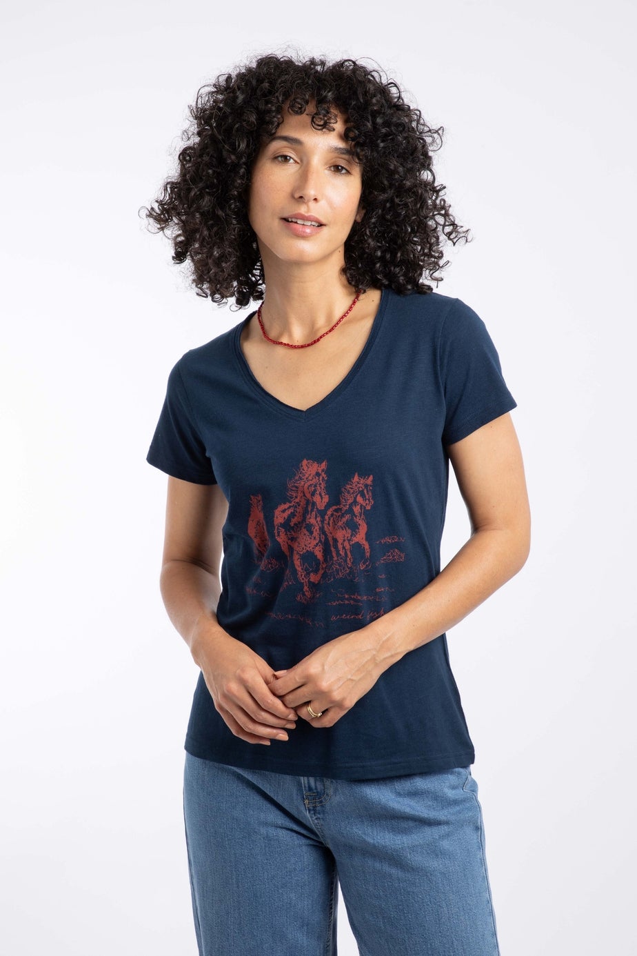 Weird Fish Navy Wild Ponies Front Print Graphic T-Shirt