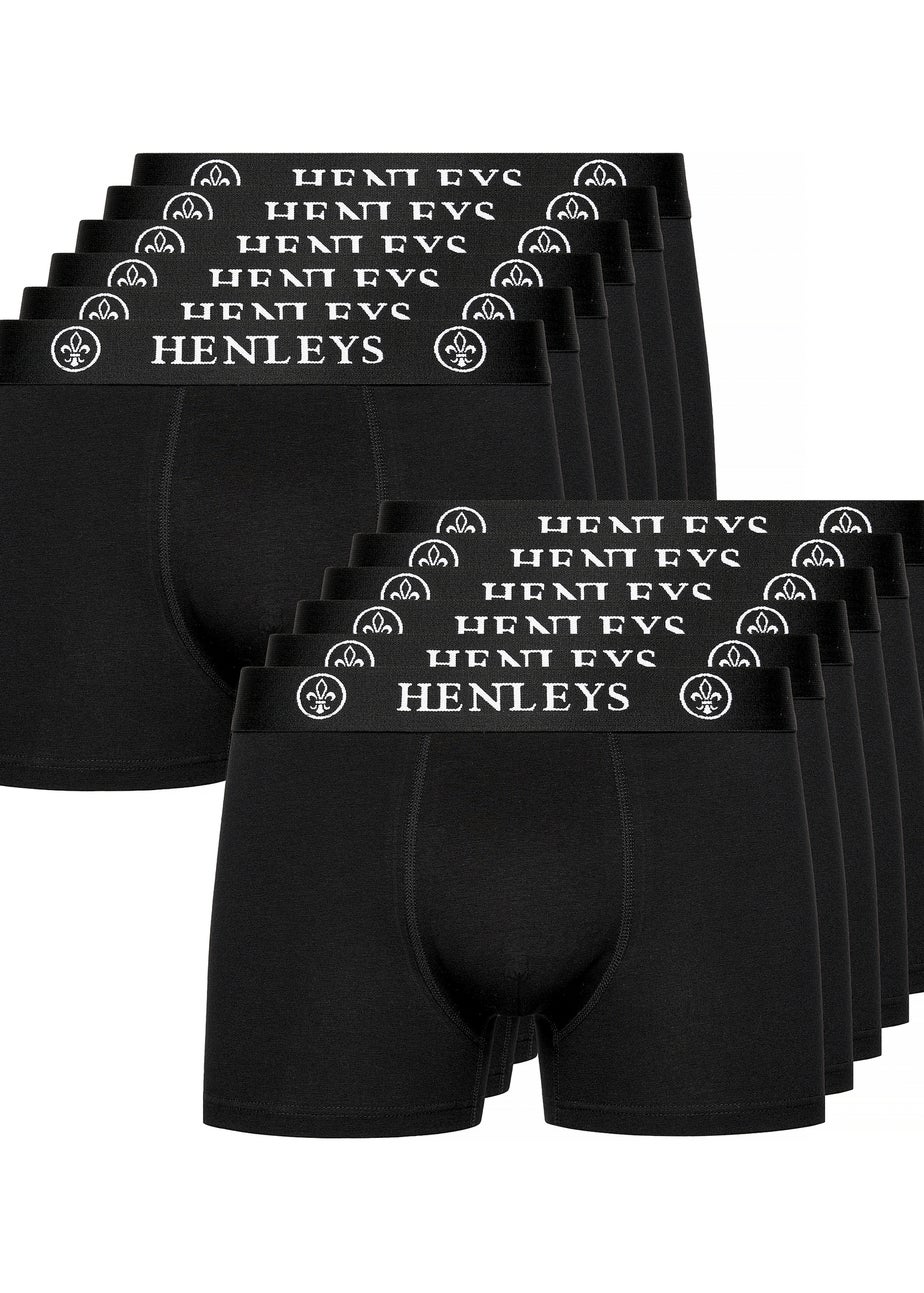 Henleys Black McBlacken Boxers 12 pack