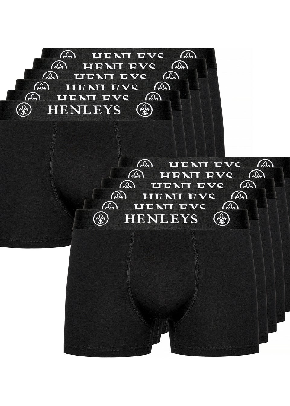 Henleys Black McBlacken Boxers 12 pack