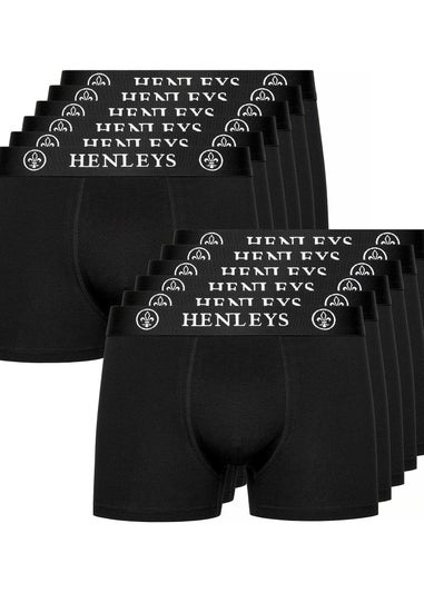 Henleys Black McBlacken Boxers 12 pack