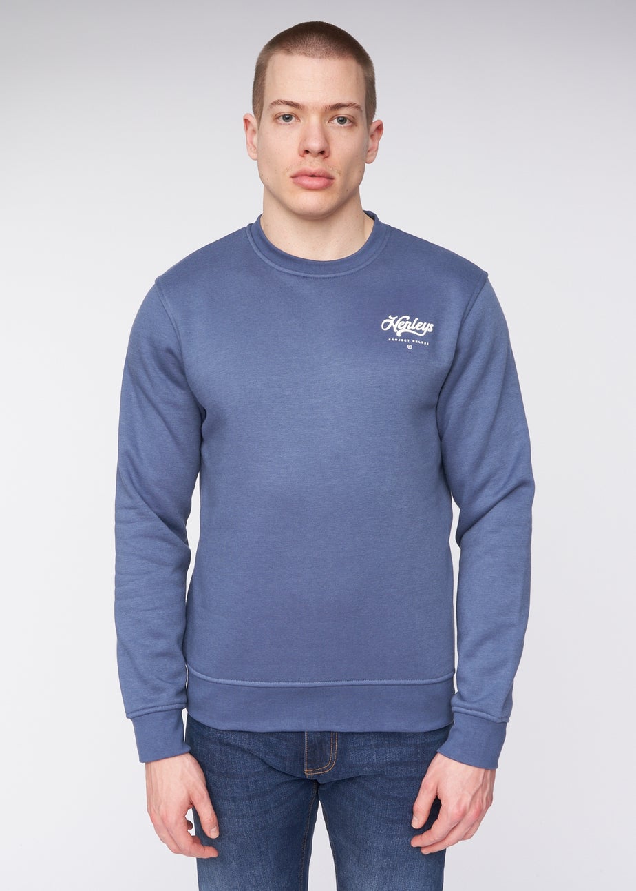 Henleys Deep Blue Scripthen Crew Sweat