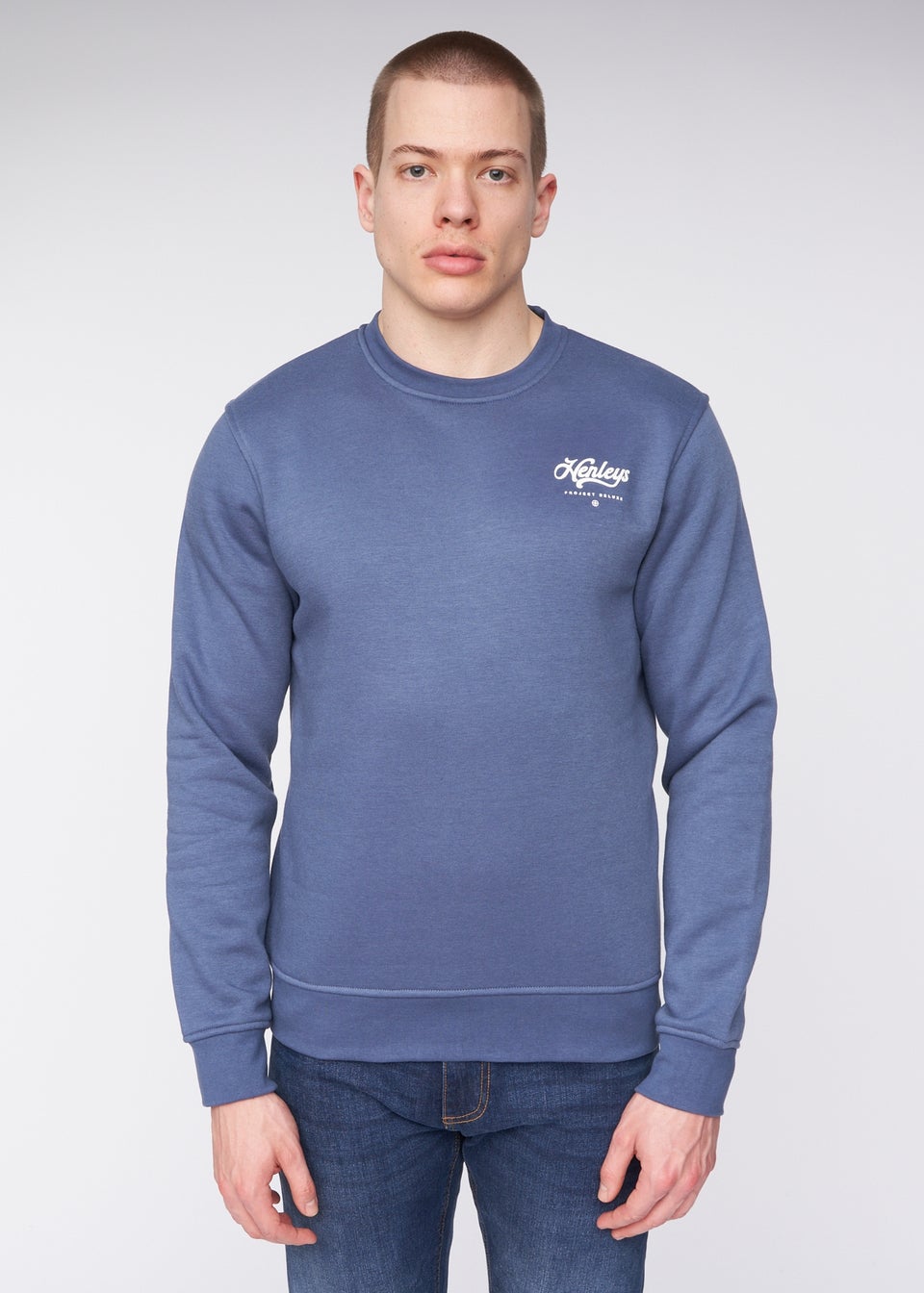 Henleys Deep Blue Scripthen Crew Sweat