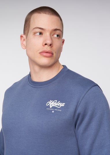 Henleys Deep Blue Scripthen Crew Sweat