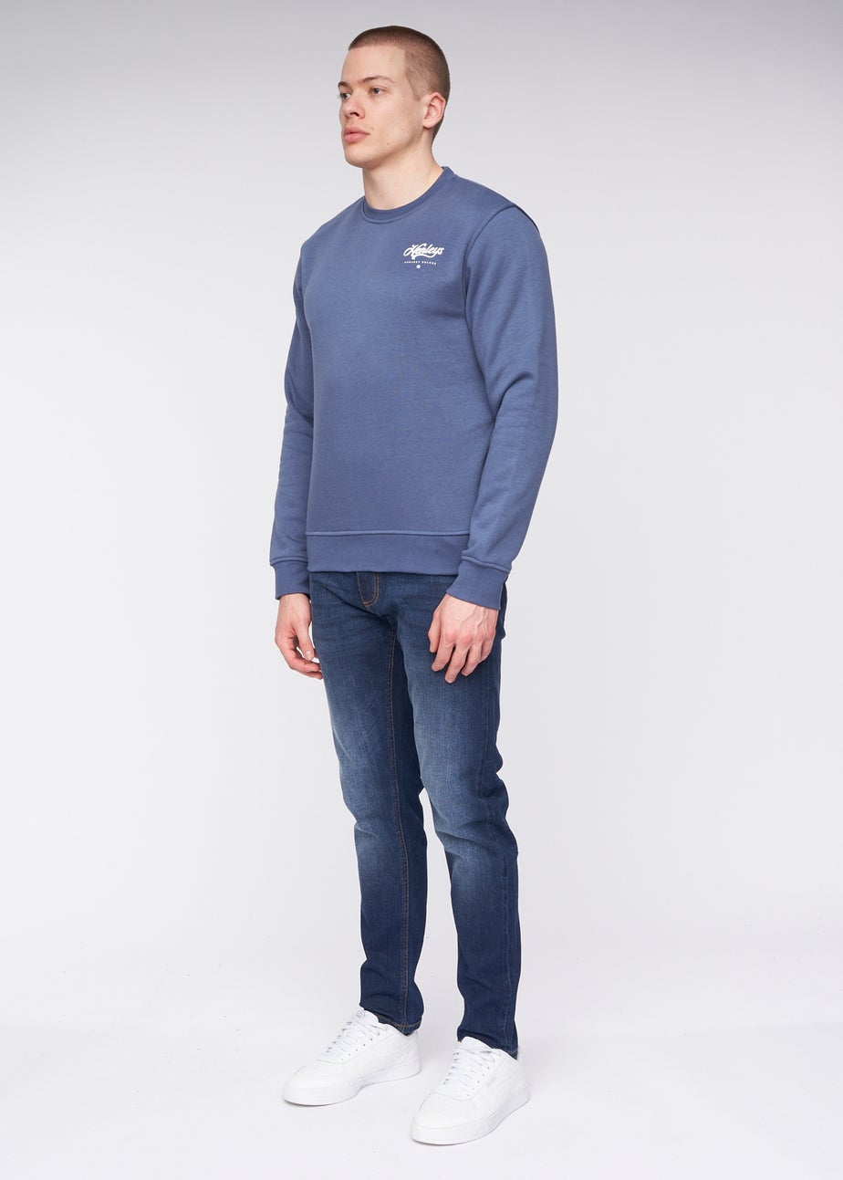 Henleys Deep Blue Scripthen Crew Sweat