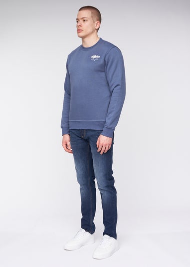 Henleys Deep Blue Scripthen Crew Sweat