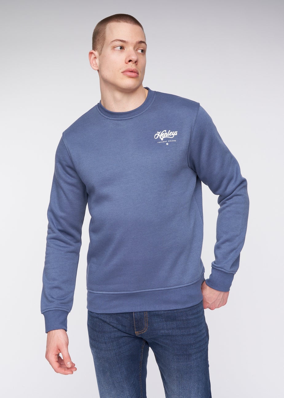 Henleys Deep Blue Scripthen Crew Sweat