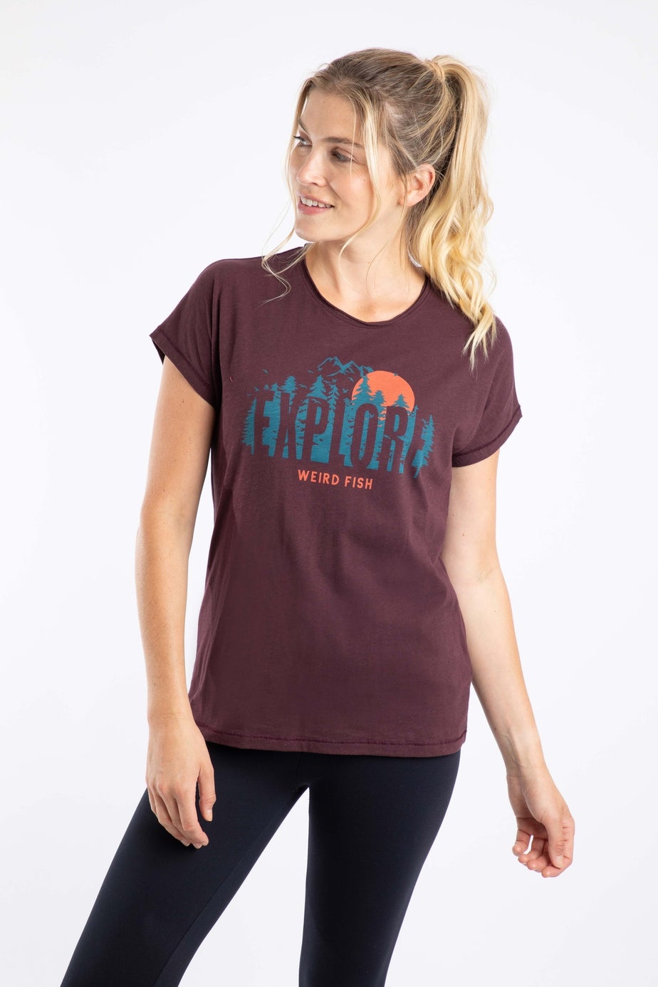 Weird Fish Aubergine Explore Front Print Graphic T-Shirt