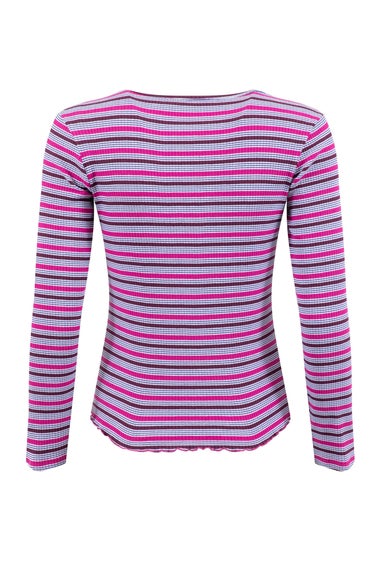 Weird Fish Fuchsia Punch Thorne Ribbed Striped Long Sleeve Top