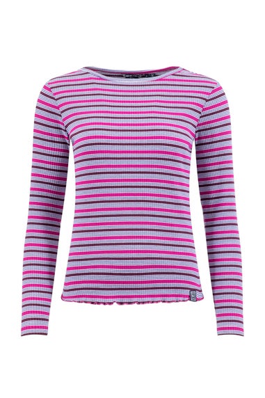 Weird Fish Fuchsia Punch Thorne Ribbed Striped Long Sleeve Top
