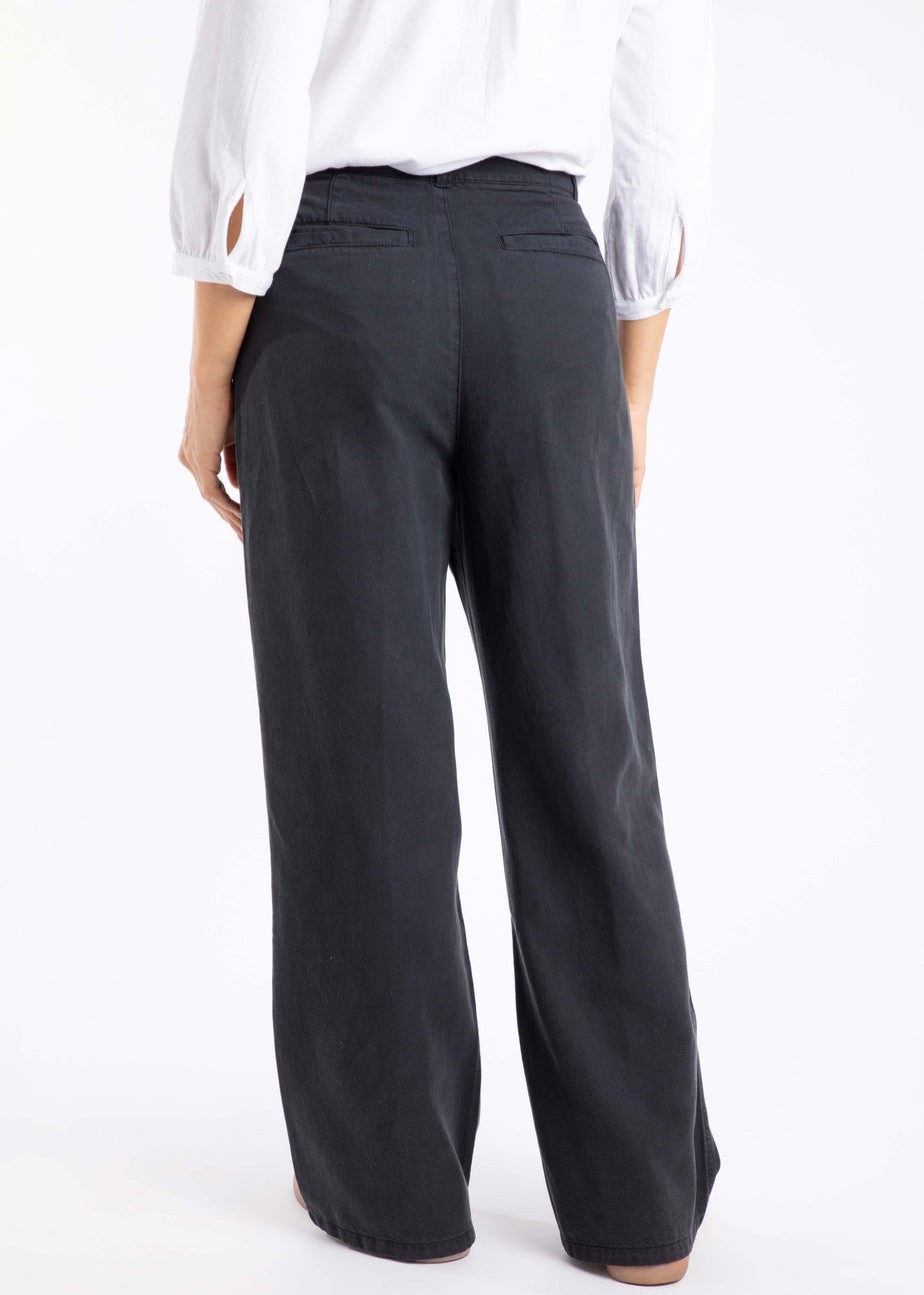 Weird Fish Navy Farida Wide Leg Trousers