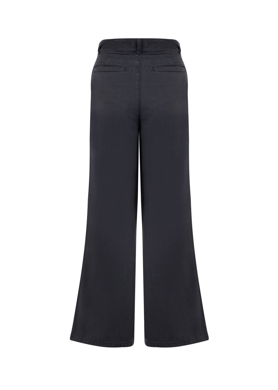 Weird Fish Navy Farida Wide Leg Trousers