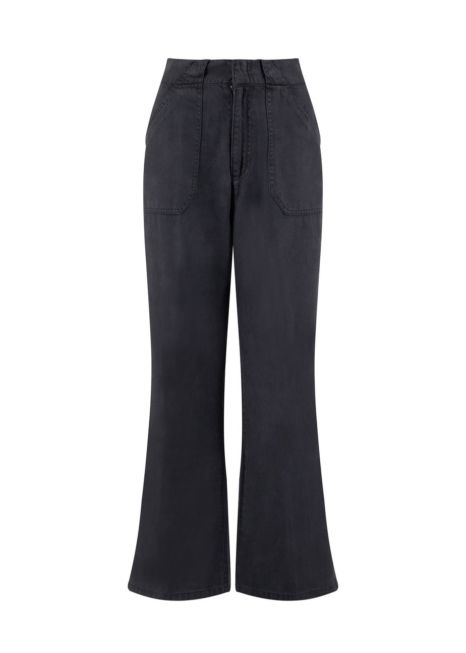 Weird Fish Navy Farida Wide Leg Trousers