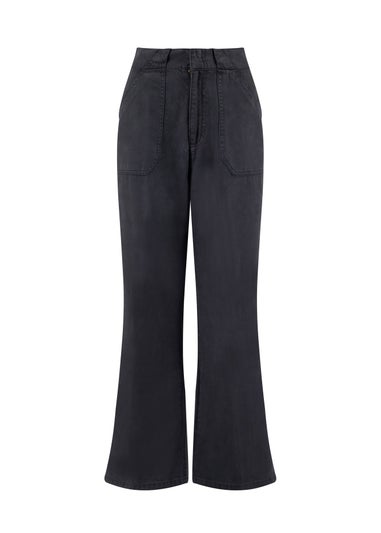 Weird Fish Navy Farida Wide Leg Trousers