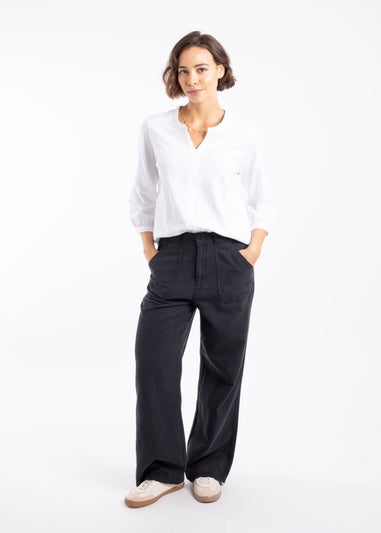 Weird Fish Navy Farida Wide Leg Trousers