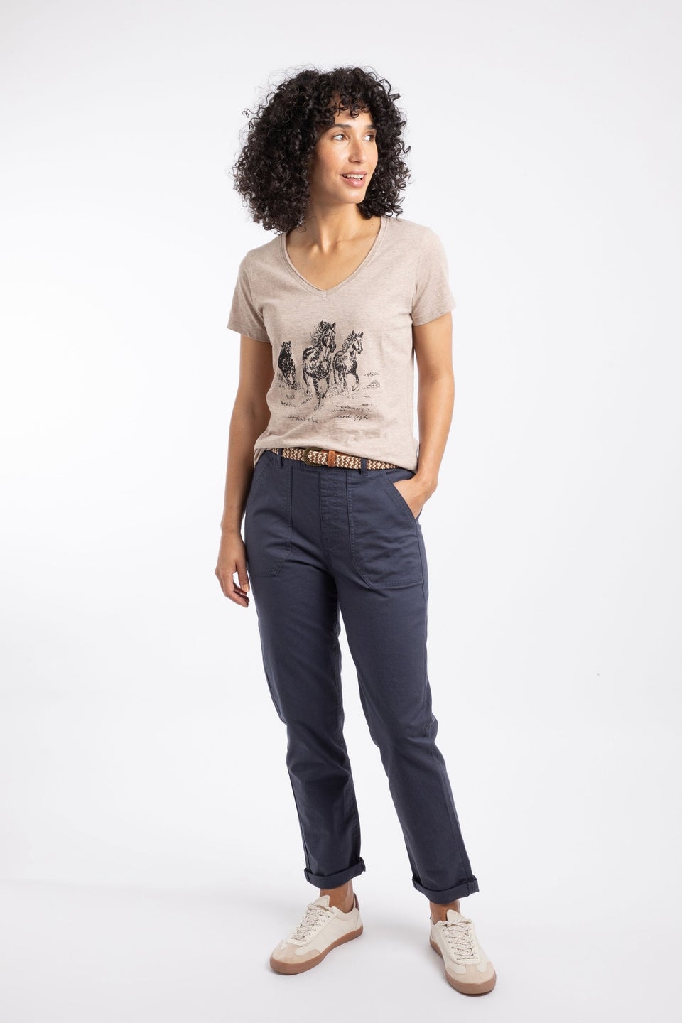 Weird Fish Navy Malorri Chino Trousers