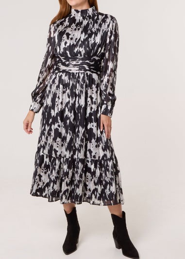 Blue Vanilla Black High Neck Midi Dress