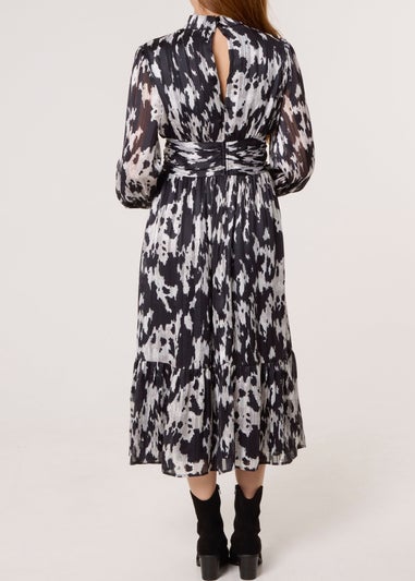 Blue Vanilla Black High Neck Midi Dress