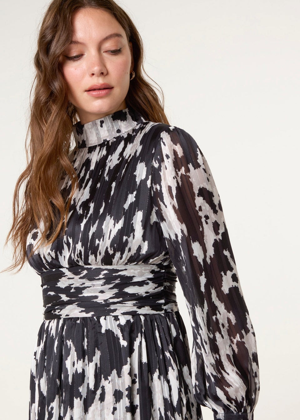 Blue Vanilla Black High Neck Midi Dress