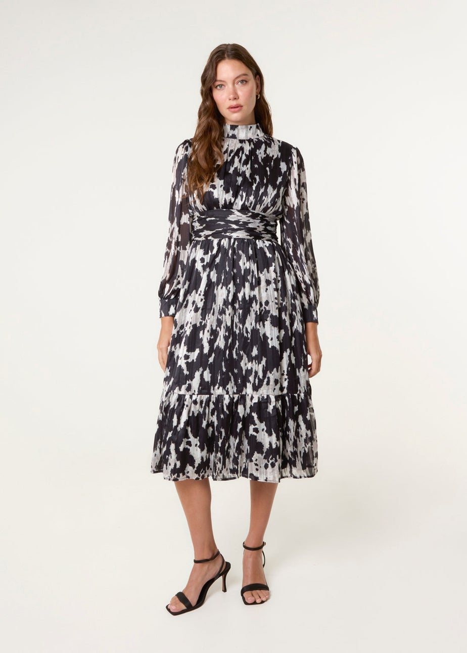 Blue Vanilla Black High Neck Midi Dress