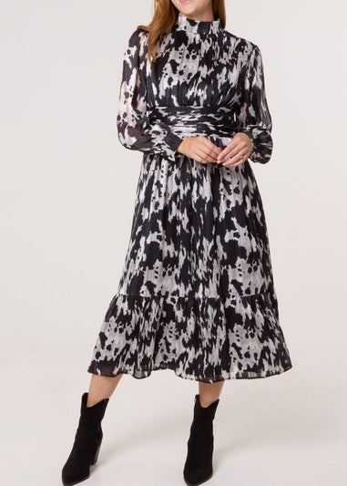 Blue Vanilla Black High Neck Midi Dress