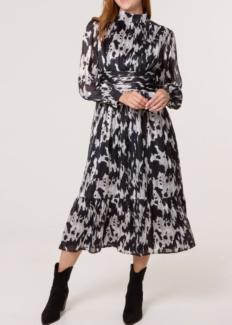 Blue Vanilla Black High Neck Midi Dress